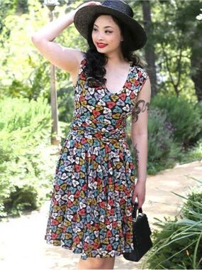 Effie's Heart Multicolor Charming Bougainvilla Sleeveless Midi Dress